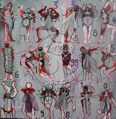 *insektenmenschen*acryl auf leinwand, 50/50 cm